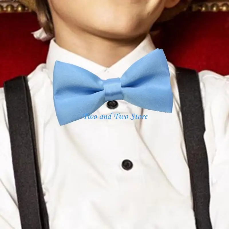 HX6F Kids Double Layer BowTie For School Event Birthday Party Soft Polyester Adjustable Neckband for Children Formal Occasion