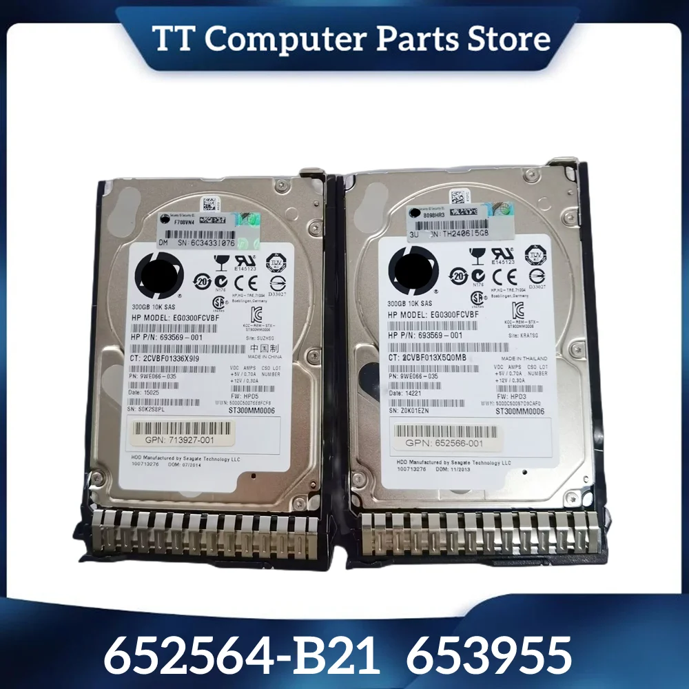 TT สำหรับ HP 652564-B21 653955 713963-001 300G 10K SAS 2.5 G8เซิร์ฟเวอร์ฮาร์ดดิสก์ GEN8จัดส่งเร็ว