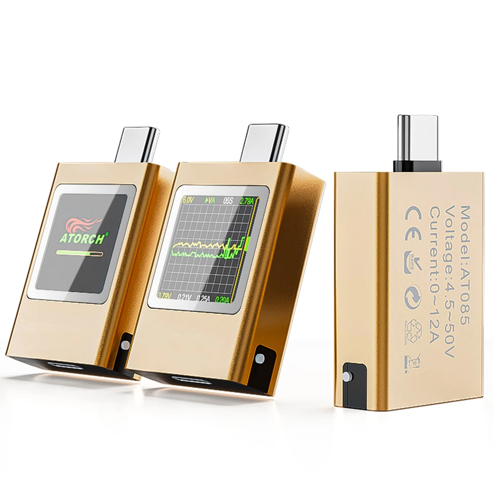 

USB C Power Meter Tester Power Bank Phone Charger Tester DC 4.5-50V 0-12A Voltage Current Digital Multimeter Two-Way Measurement