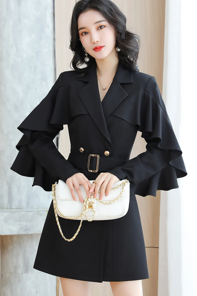 

High end Luxury Dress New 2024 Women's Gothic Hepburn Style Black Noble and Elegant temperament Autumn/Winter Suit Dress