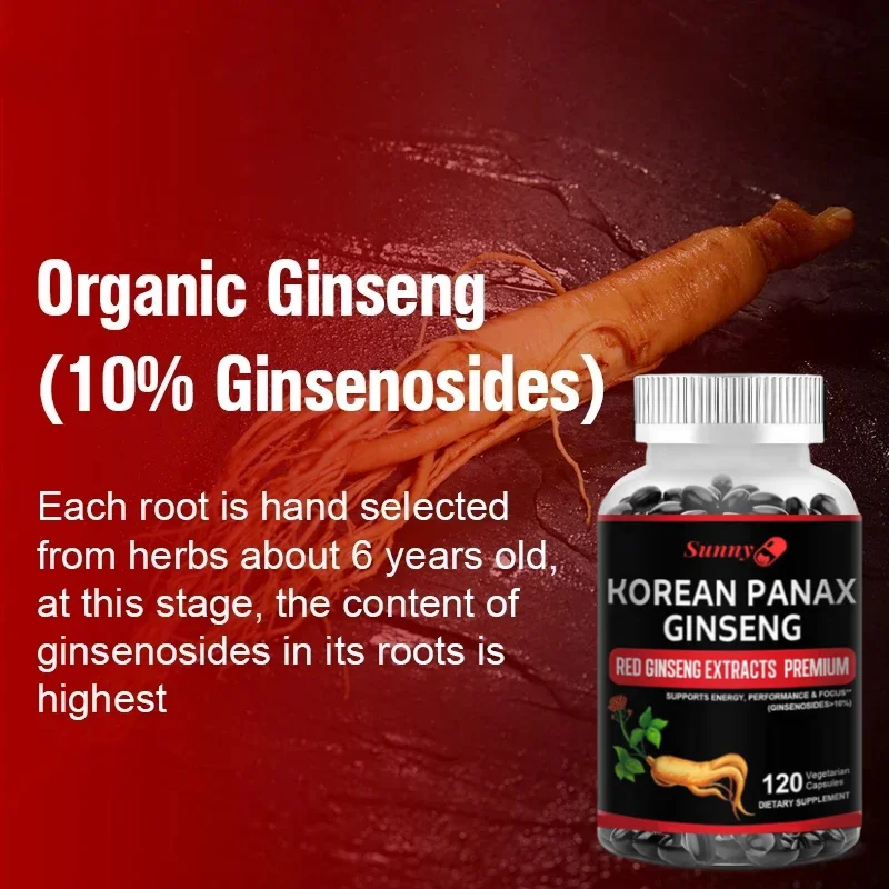 Korean Red Ginseng Extract Supplement for Enhanced Energy, Memory and Performance - for Men and Women