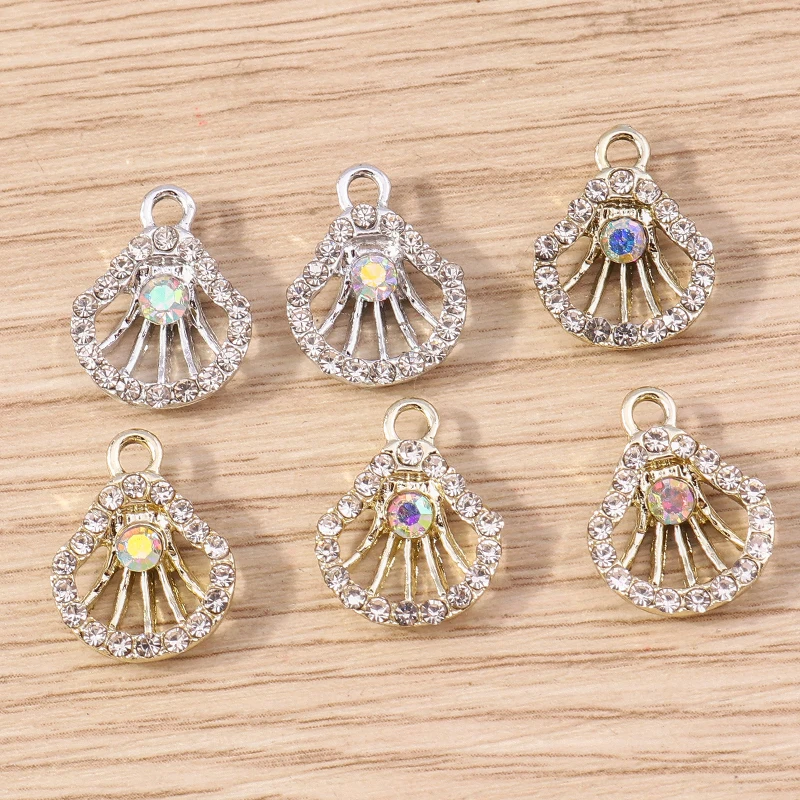 10 Stück niedliche, gemischte Kristall-Metall-Schildkröten- und Fischschalen-Anhänger für die Schmuckherstellung, Ohrhänger, Halsketten, DIY-Bastelarbeiten und Accessoires – Detail 12