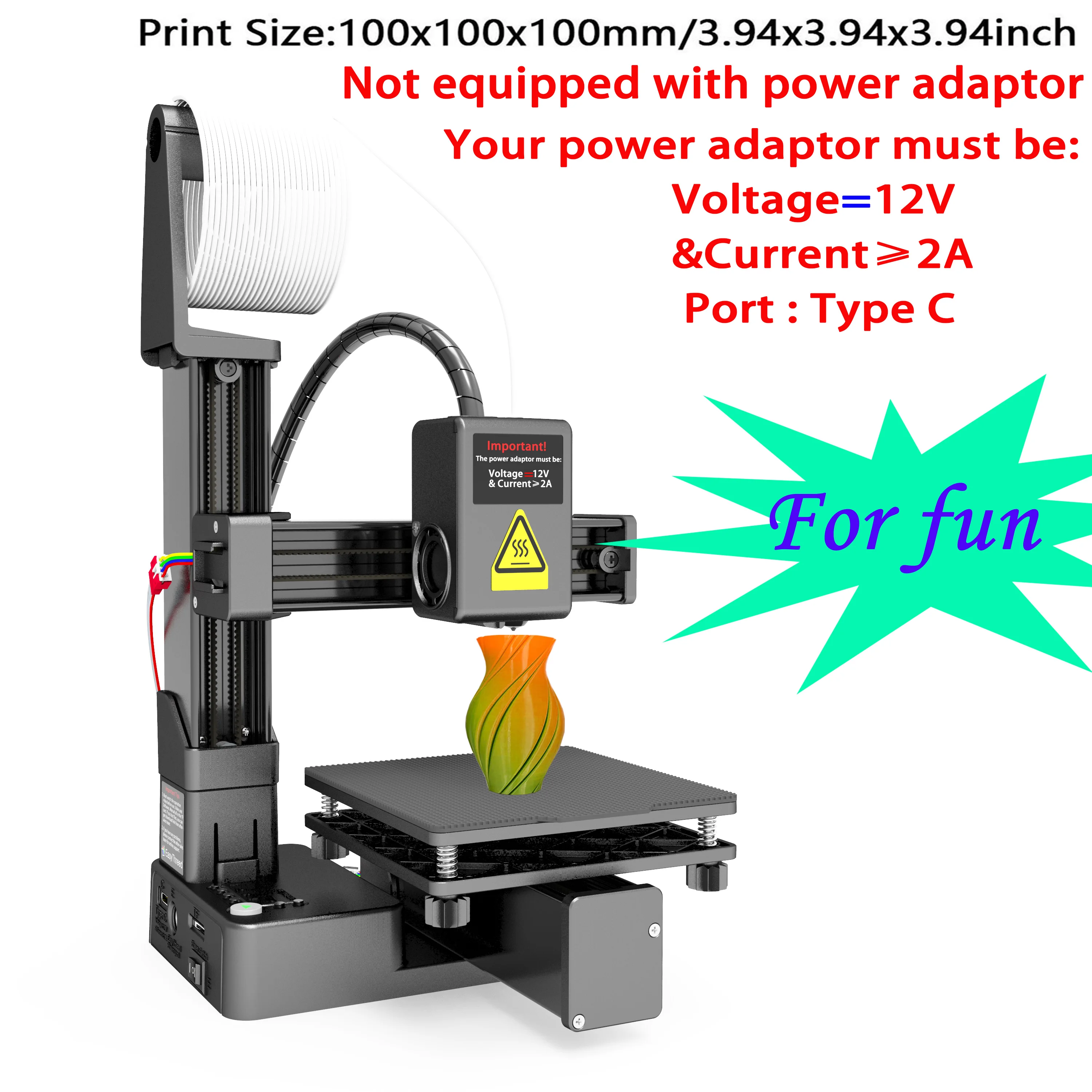 EasyThreed 3D Printer K10 Entry Level Just for Fun Compatible  with PLA TPU 1.75mm Filament