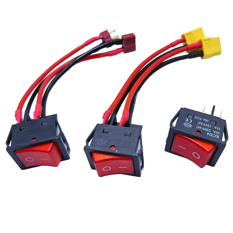 30A 12V 24V Battery Main Switch Large Current On-off with XT60/T Plug 14AWG Wire for RC Tug/Bait Boat 550 775 Brushed Motor