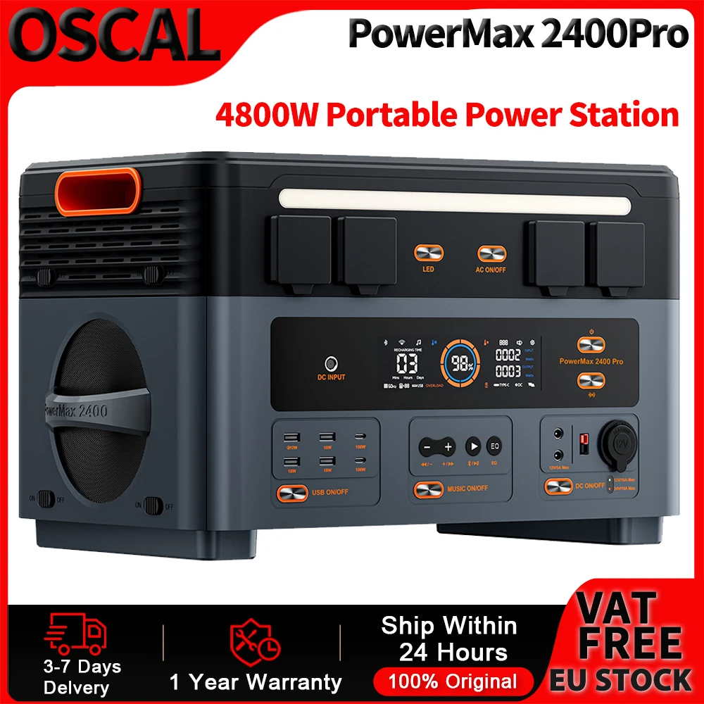 Oscal Powermax 2400 Pro Tragbare Powerstation 2400W Lifepo4 Powerbank 2016Wh Wiederaufladbare Batterie für Camping und Notfälle zu Hause