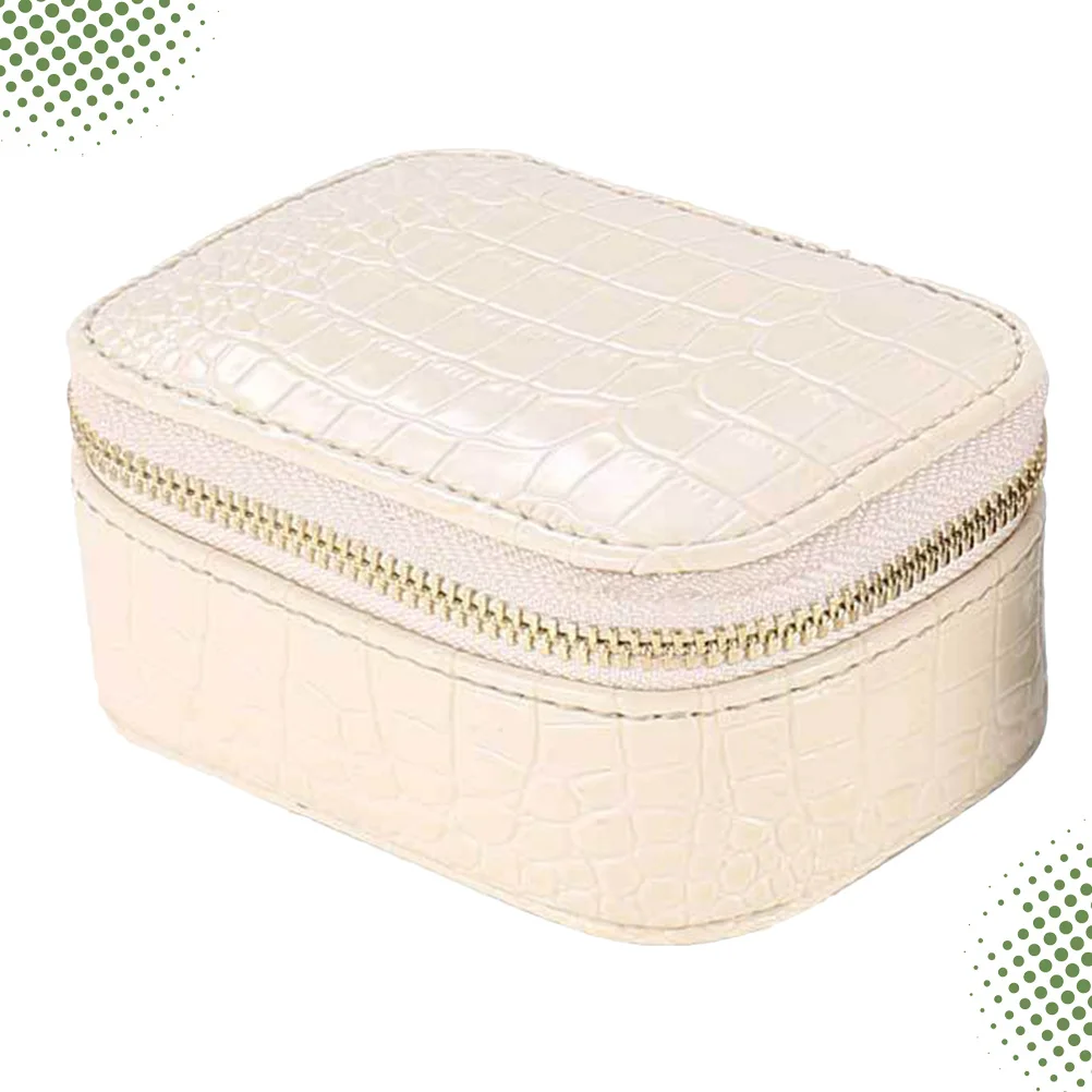 

Прочная шкатулка для драгоценностей из искусственной кожи цвета слоновой кости, органайзер для путешествий, ожерелье, кольцо, чехол для хранения часов, идеальный подарок для женщин и девочек