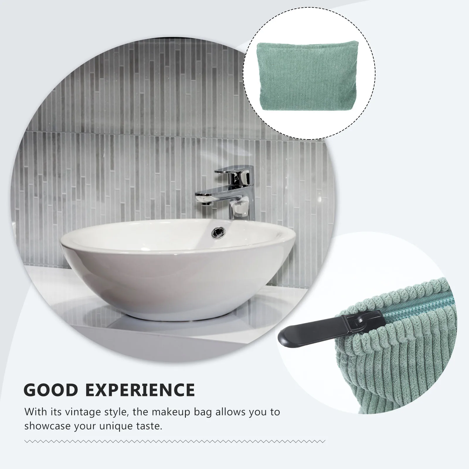 حقيبة تخزين المكياج الأنيقة، حقيبة واسعة لحقيبة أدوات الزينة النسائية مع حجرة بسحاب من القماش الناعم #5