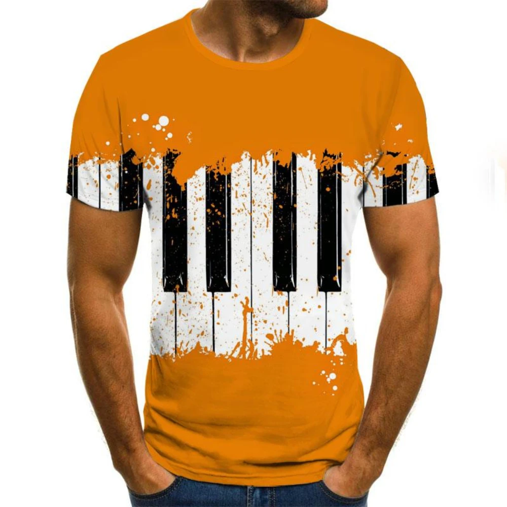 2022 New Style Men's Women's T-Shirt Art Piano Keyboard 3D Punk T-Shirt Men's Printed O Neck Casual Shirt Hip Hop Short Sleeve