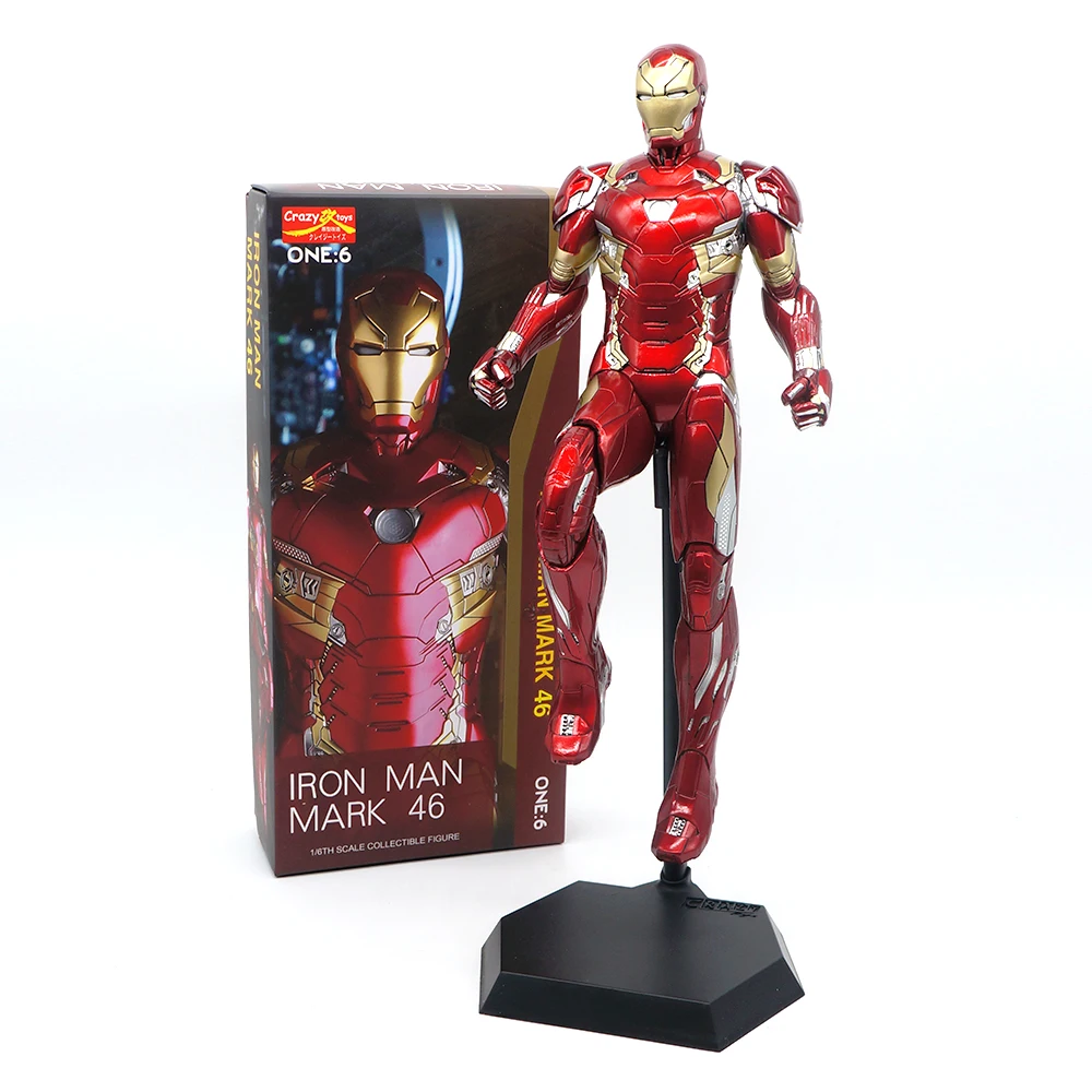 

Crazy Toys Marvel Avengers IronMan Tony Stark Mark XLV MK45 1:6 Limit Battle Paint PVC Collectible Trendy Toys Desktop Ornament