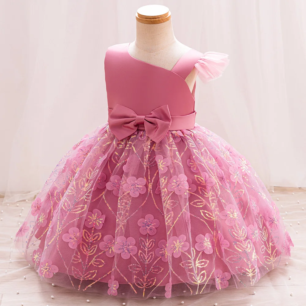 0-6-year-olds toddler baby girl's dress cute mesh and chiffon one year old birthday party princess dress girl's Christmas costum