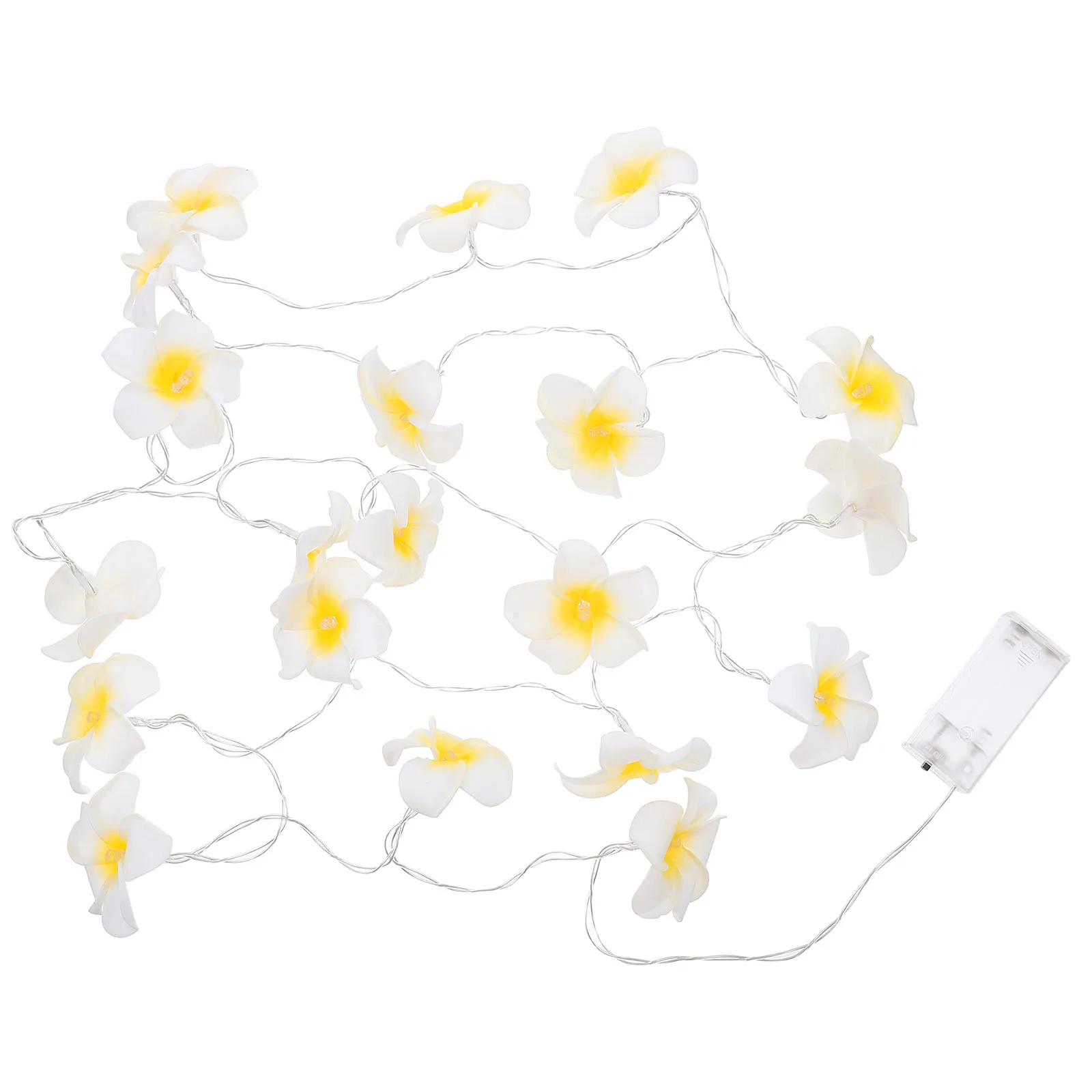 

20Pcs LED String Lights White Plumeria Flower Operated Waterproof for Indoor Outdoor Holiday Party Garden Room Decor