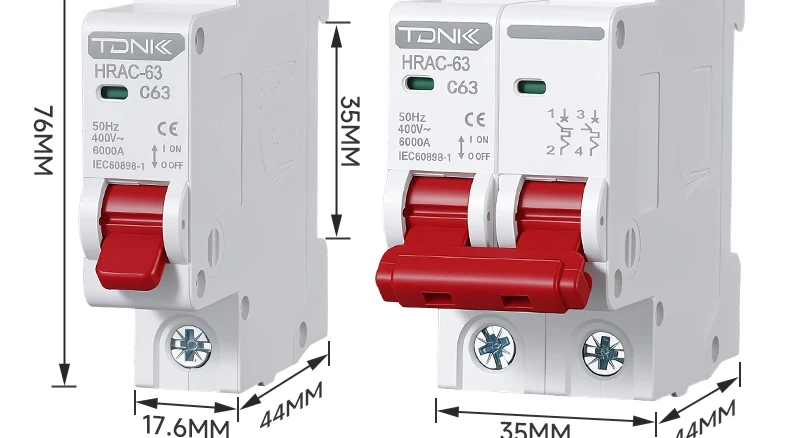 TDNK AC Mini-Leitungsschutzschalter MCB 1P 2P 3P 4P 6A-63A C-Typ DIN-Schienen-Luftschalter für den Überlastschutz im Haushalt – Detail 9