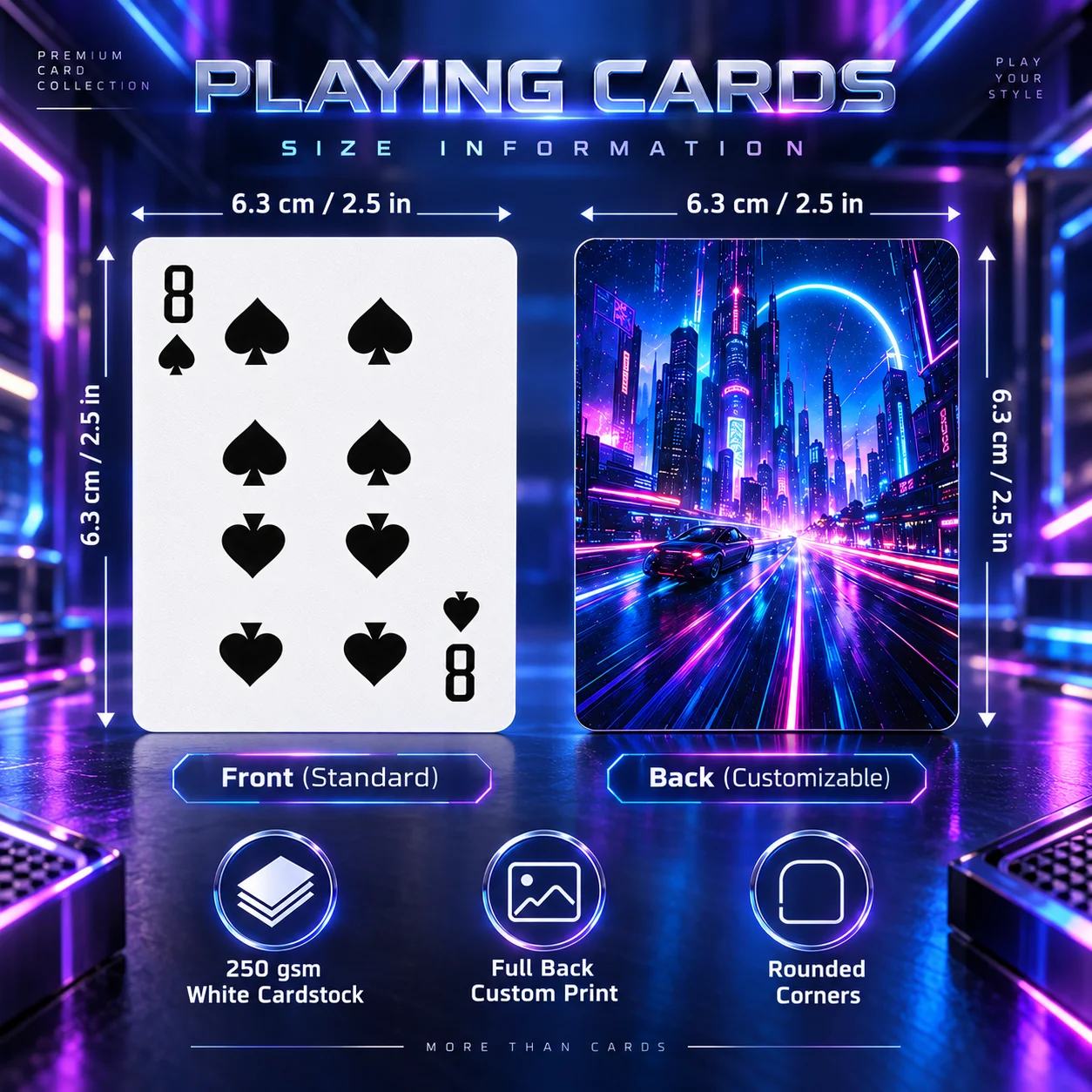 Custom White Cardboard Playing Cards Personalized Back Design Cool Poker Deck for Party Game Night Outfit Gift