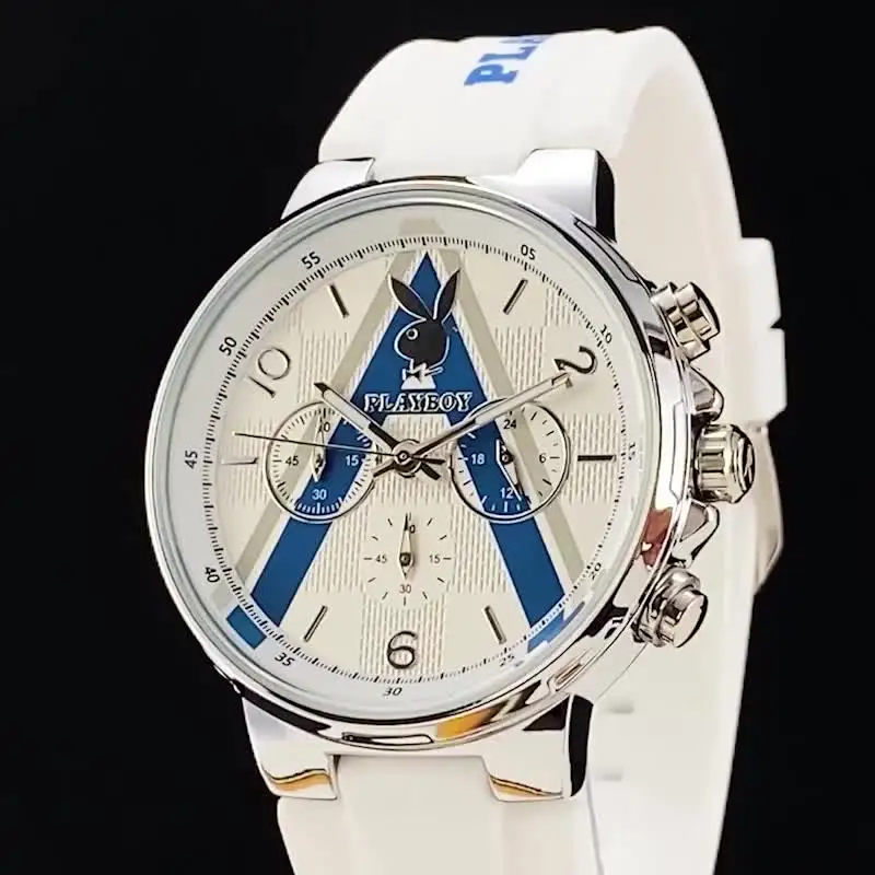 Stylish Playboy Men'S Quartz Watch: Durable Silicone Strap
