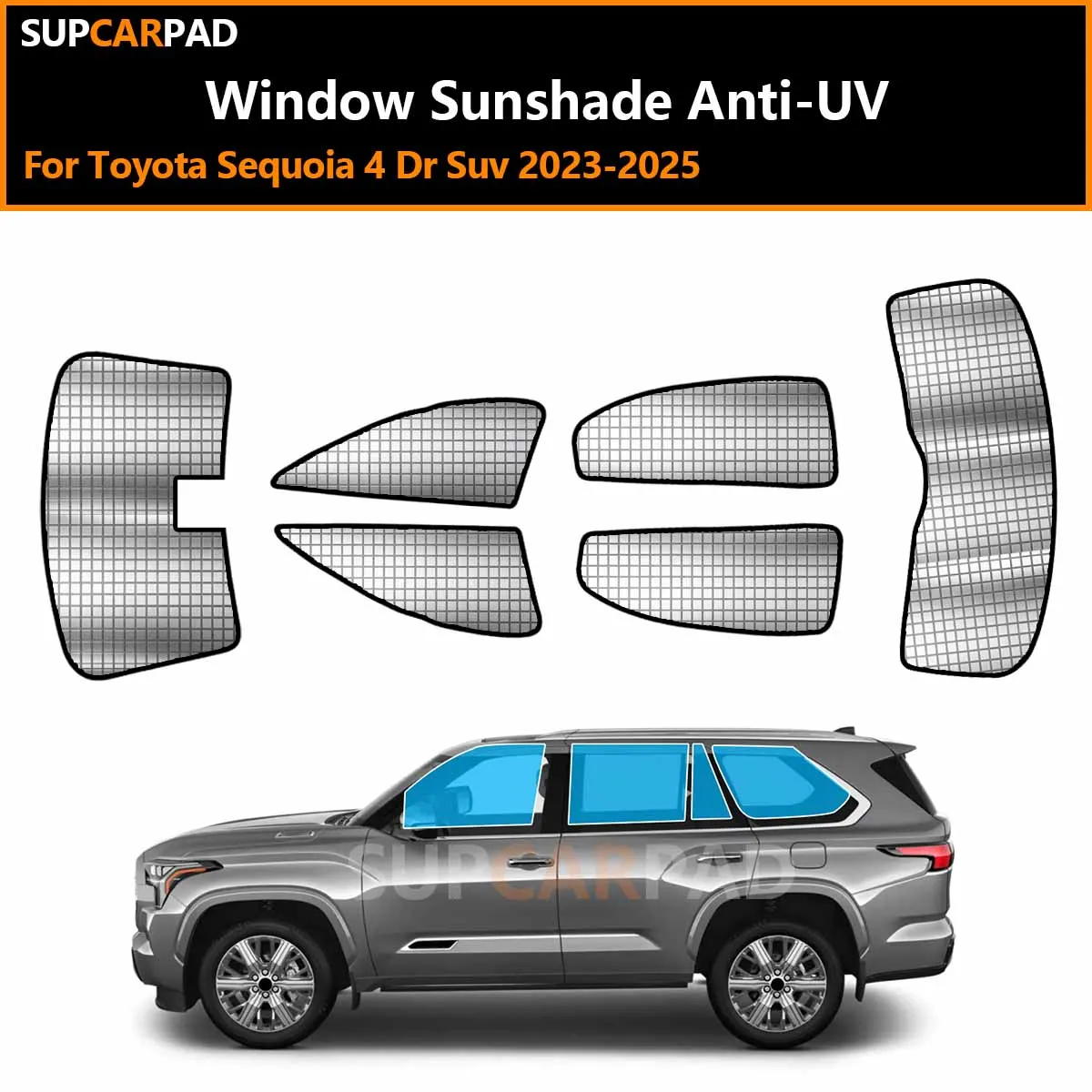 

Для Toyota Sequoia 4-дверный внедорожник 2023-2025: Индивидуальные солнцезащитные шторки на окна автомобиля, анти-УФ, козырьки-накладки на окна, аксессуары