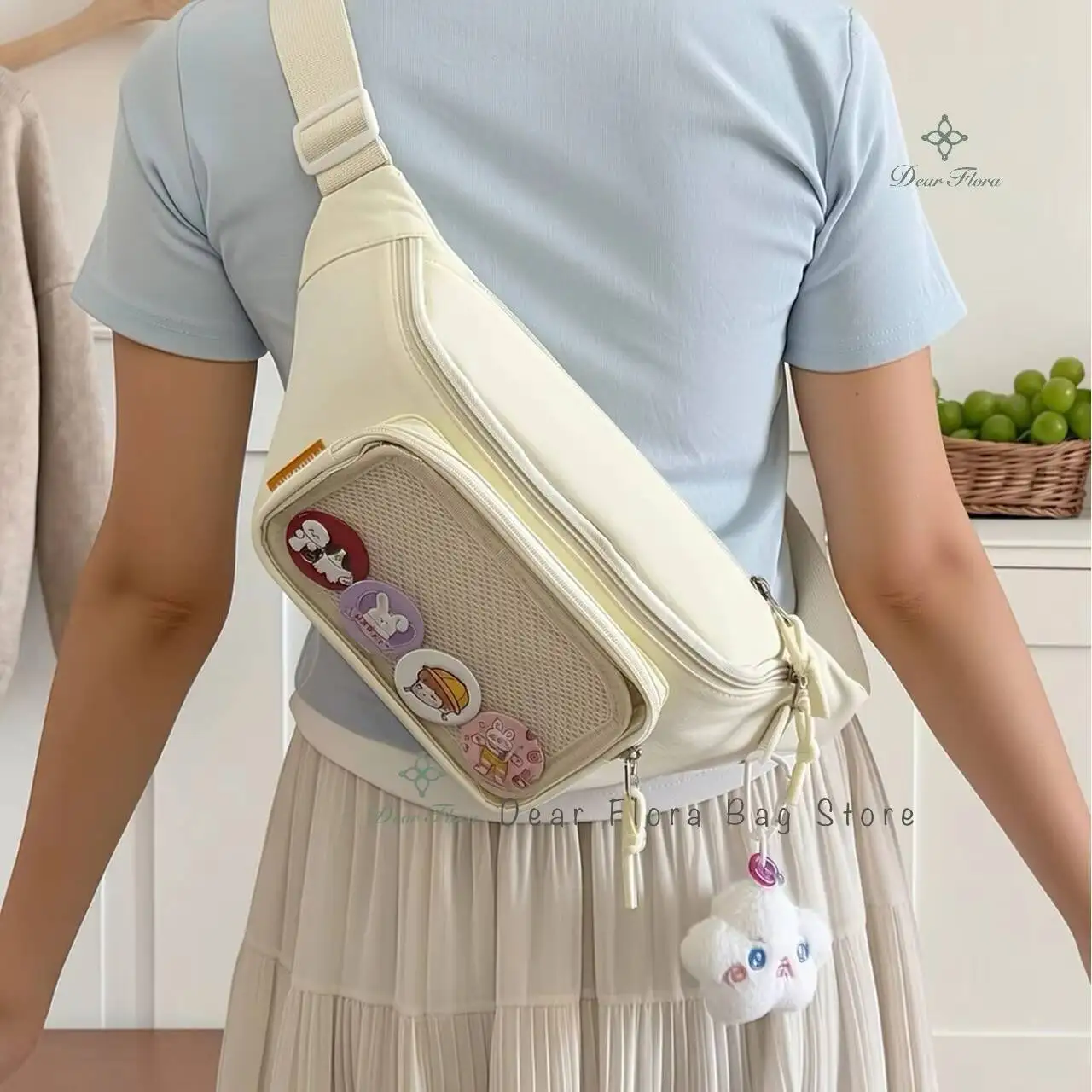 New Cute Anime Ita Bag Sweet Women's Outdoor Cycling Casual Chest Bag Girls Transparent Waist Bag DIY Comic Display Shoulder Bag view 5