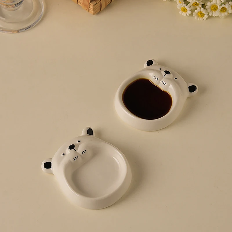 Cute Ceramic Small Dish Mini Mustard Pesto Tomato Ketchup Soy Sauce Dish Seasoning Plates With Handle For Home Restaurant