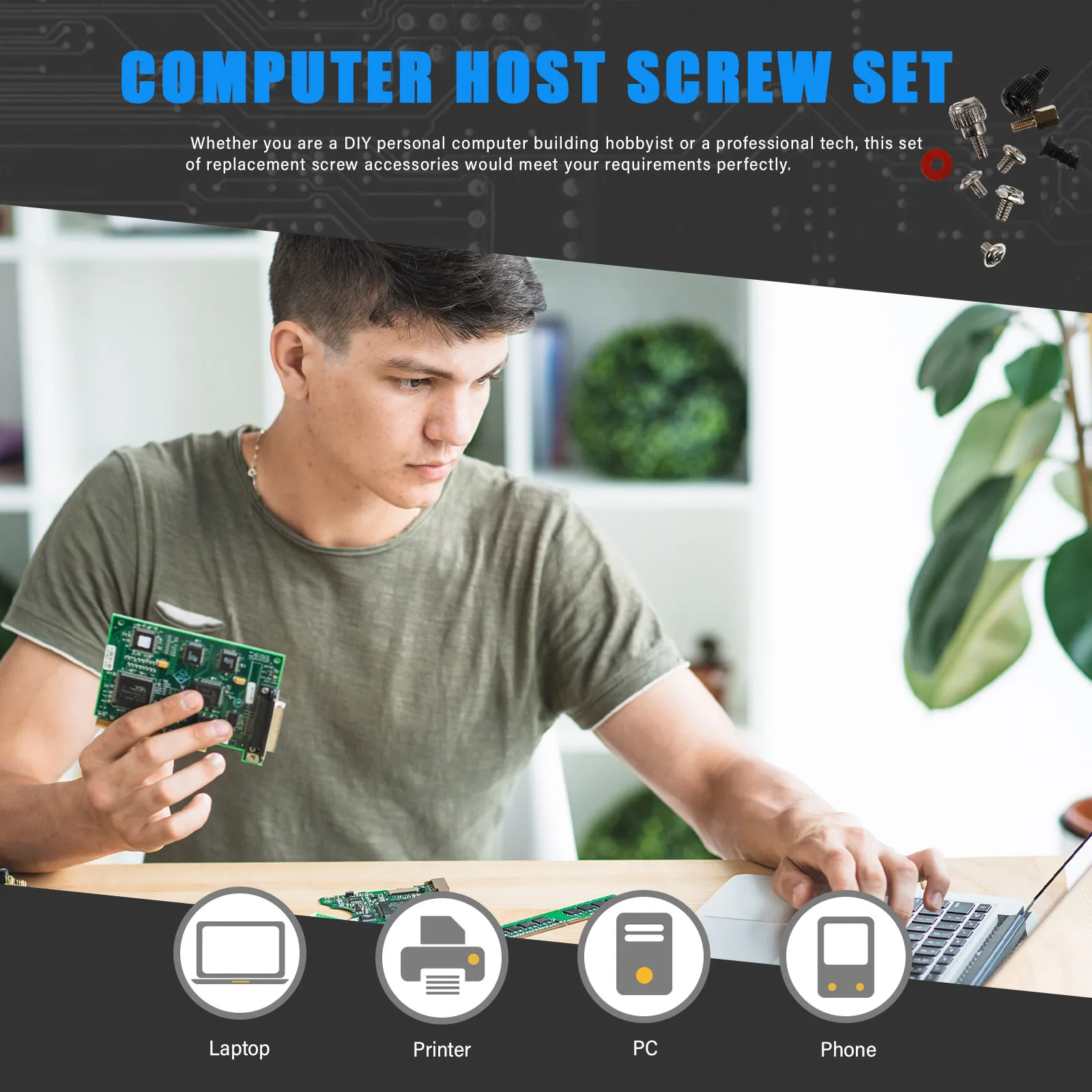 Computer Screw Kit 228 Piece High Strength Steel Laptop Motherboard Hard Drive Fan Power Supply Screws