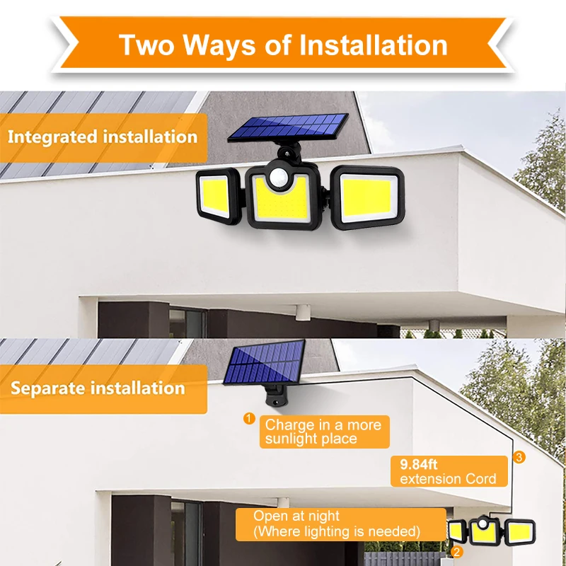 

Solar Street Lights Separative Solar Lamp 1~2PCs Waterproof Security Outdoor Wall Lighting for Garden Patio Garage