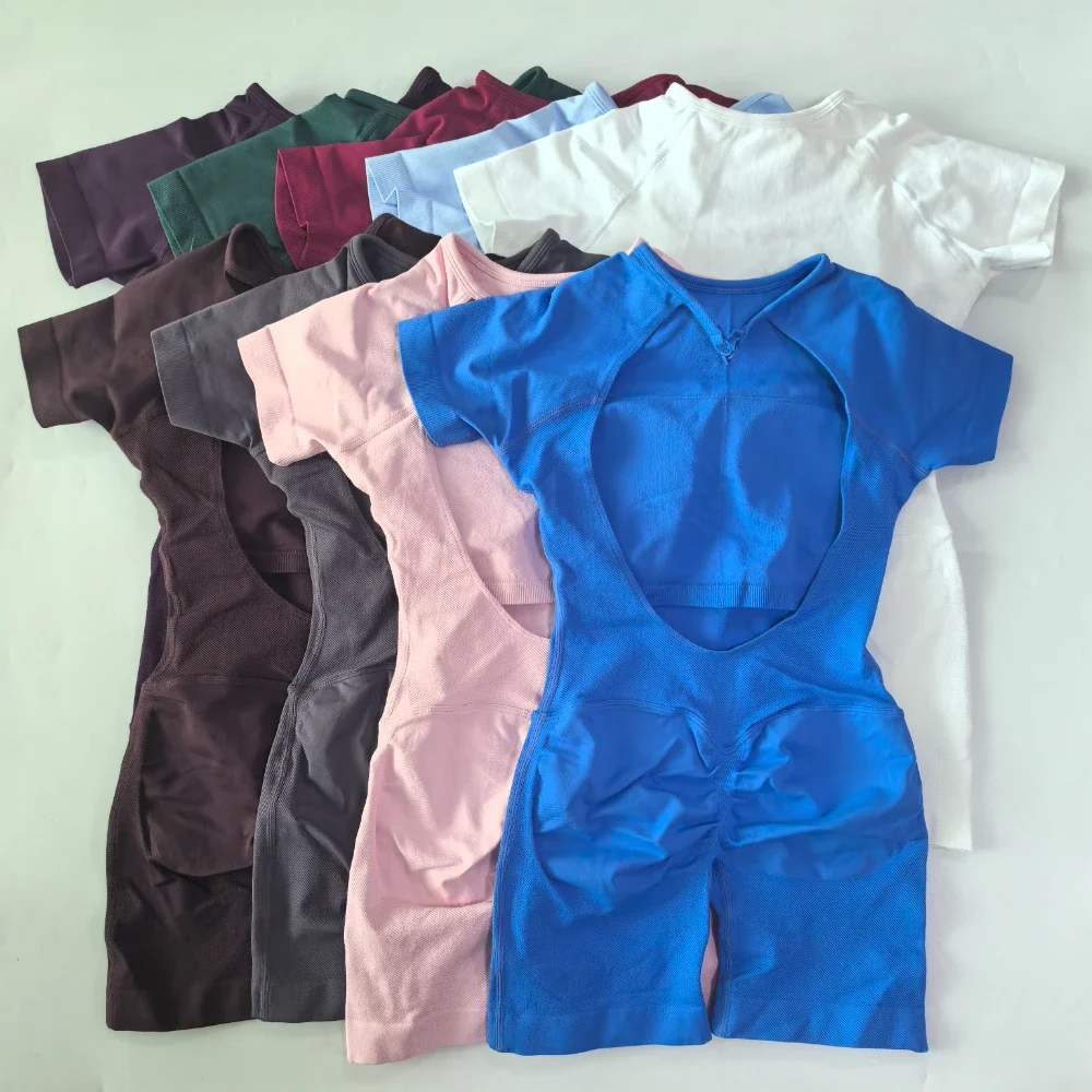 Pericic Impact Short Sleeve One Piece Jumpsuit Women Yoga Set Backless Set Fitness Clothes Gym Set Workout Bodysuit Activewear