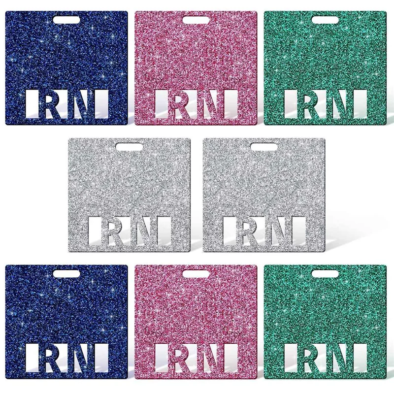 

8 Pcs Registered Nurse RN Glitter Badge 8X8.6Cm Badge Holder RN ID Badge Card for Nurse Coworkers Nursing Students