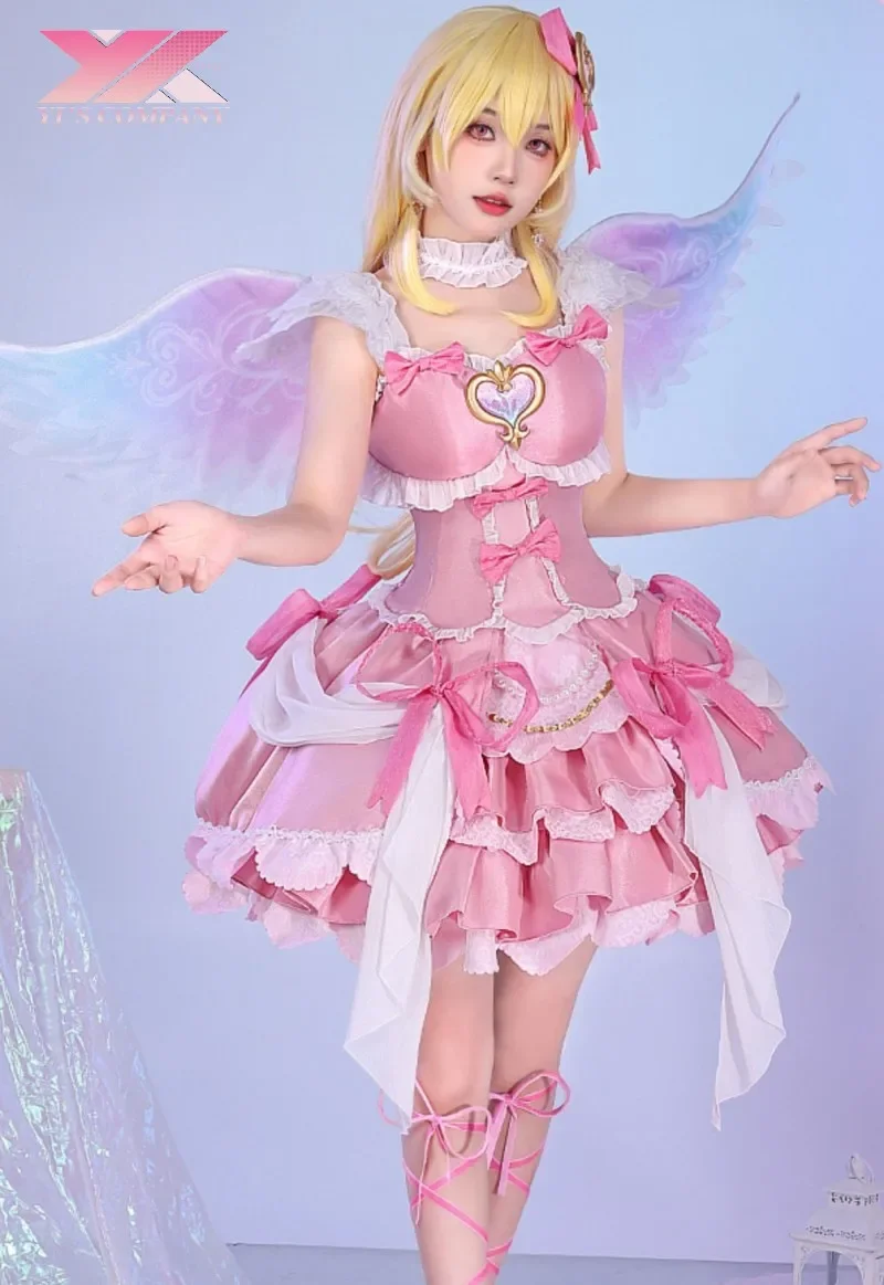 Anime Aikatsu Hoshimiya Ichigo Aurora Kiss Cosplay Costume Cute Pink Wing Dress Role Cosplay Complete Set