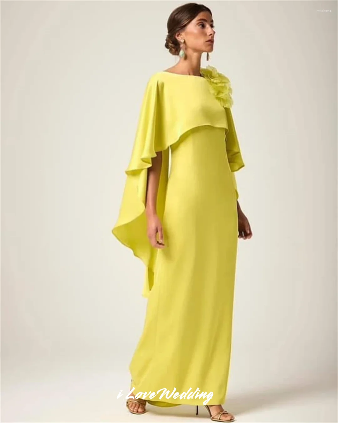 

Women's O-Neck Evening Dresses 2025 Flowers Half Sleeves Mermaid Pleated Ruffles Ankle-Length Wedding Party Dresses Customized