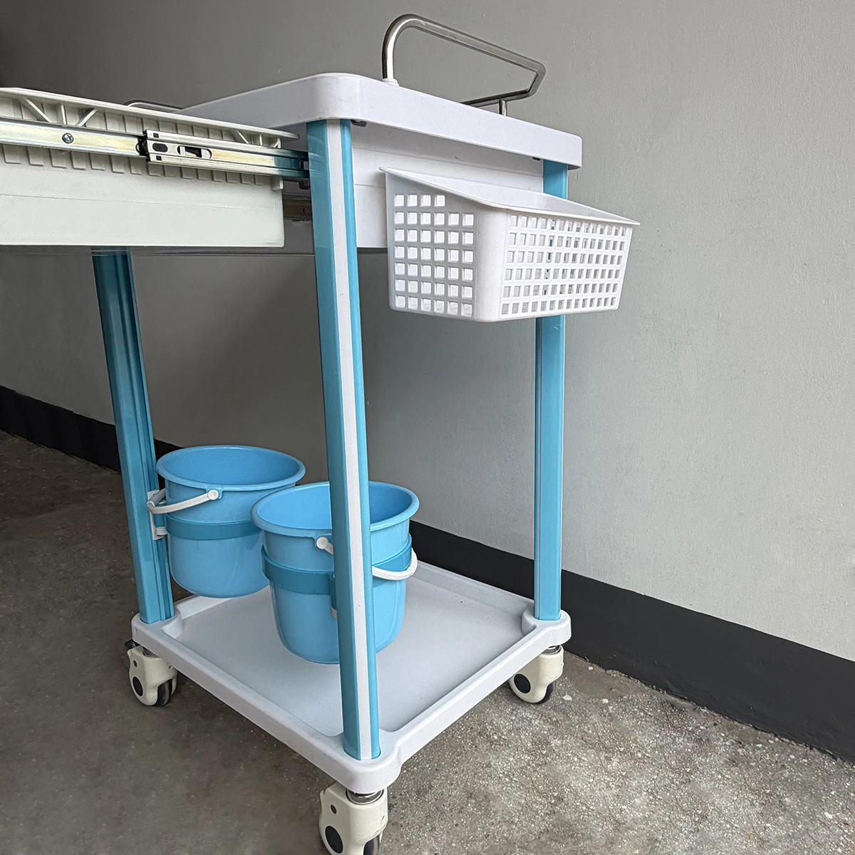 Lightweight ABS Medical Treatment Cart Lockable Drawer Dual-Bin StorageHospital Trolley Waste Bin Holder Silent Casters - view 3
