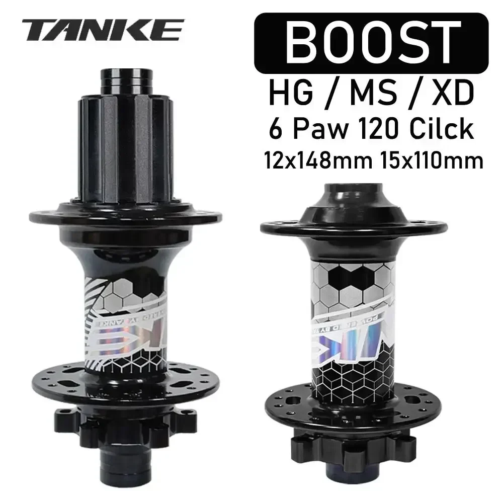 TANKE MTB Hubs BOOST 148 Bicycle 120 Click 6 Claws 6Bearing 32H HG XD MS Micro Spline 8-12 Speed Disc Brake Thunder Masses