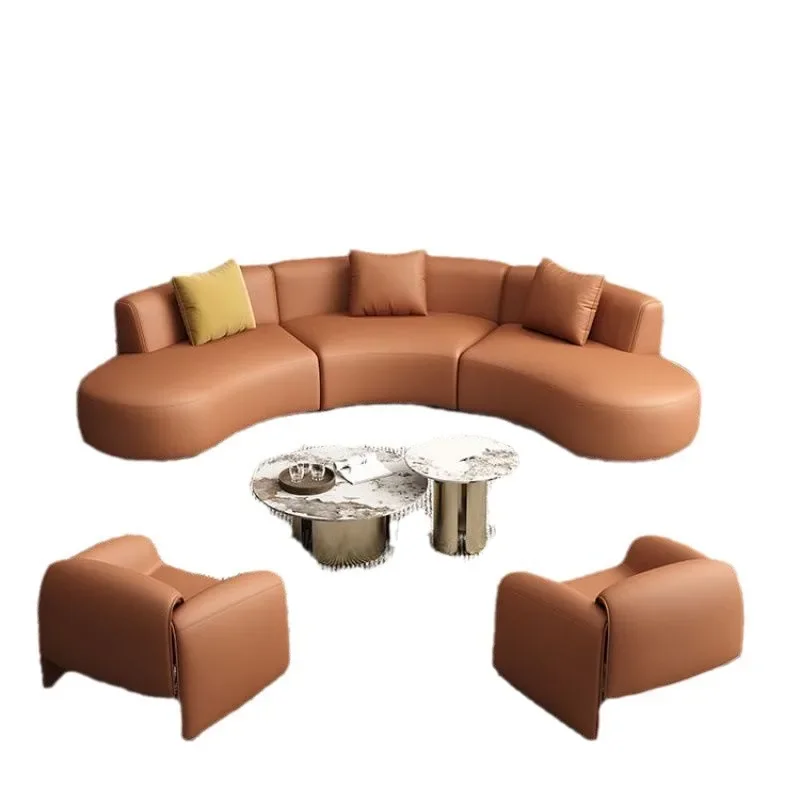 Canapé de réception incurvé semi-circulaire dans le hall du hall, le bureau des ventes dans le hall d'exposition du club-house, les clients de réunion