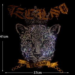 High Quality Shiny Cheetah Drill Figure DIY Iron On Sweater Jacket Clothing Accessories Fashion Large Patch