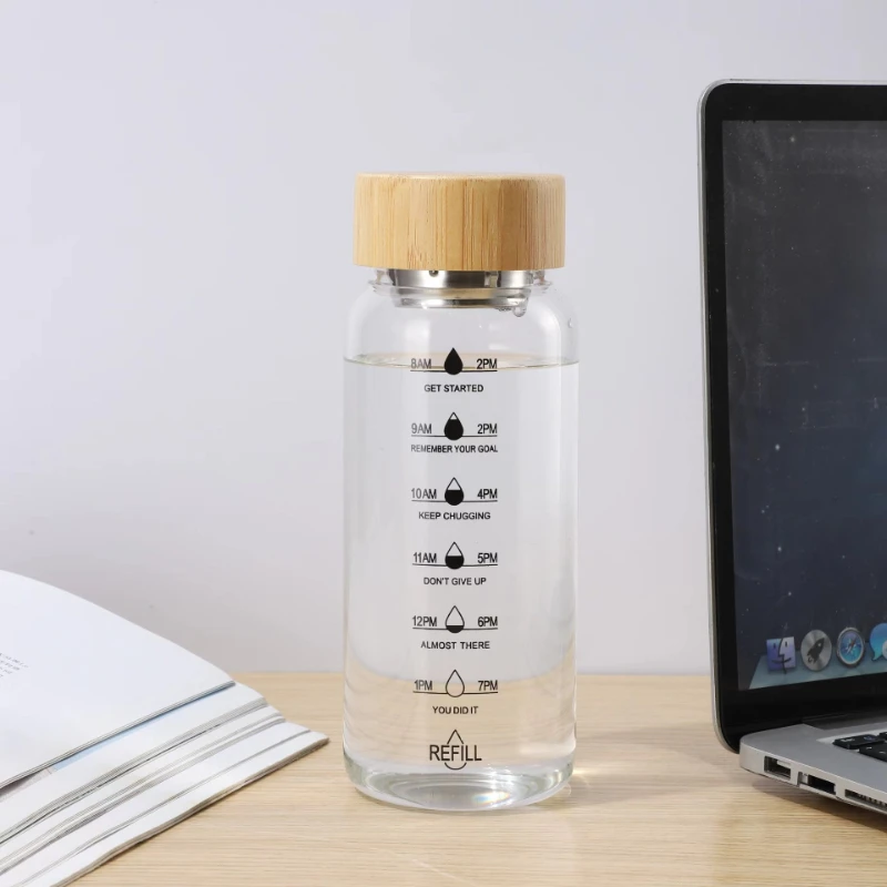 Convenient Glass Cup with Tea Partition Large Capacity Water Cup Heat Resistant and High Temperature Brewing Cup Time Scale