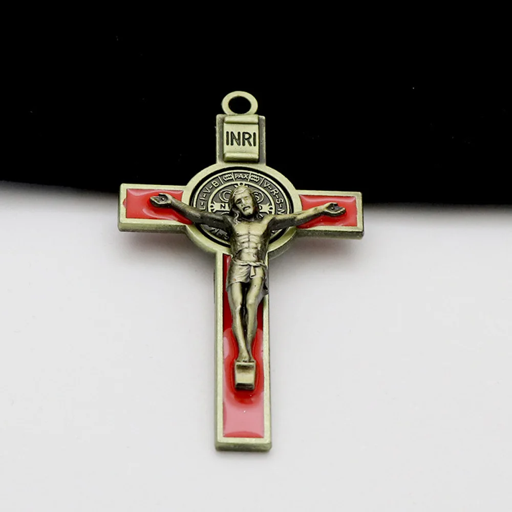 Kruzifix Saint Benedict Kreuz Halskette Anhänger Jesus Religiöse Geschenke für Frauen Männer Schmuck 2 Stück Bulk – Detail 7