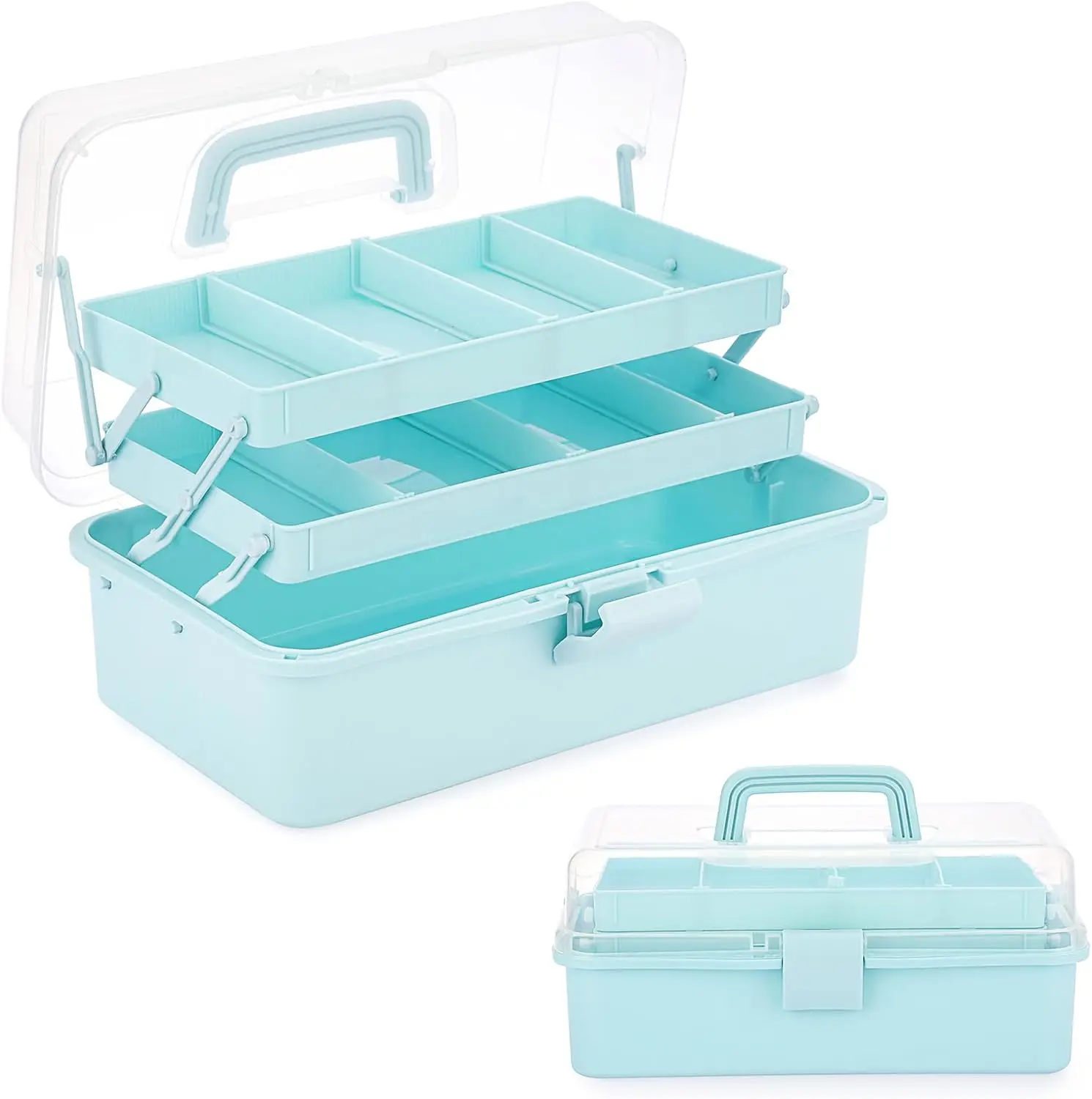 

3-Layer Plastic Dividing Storage Box Craft Organizer and Storage with Adjustable Spacers Portable