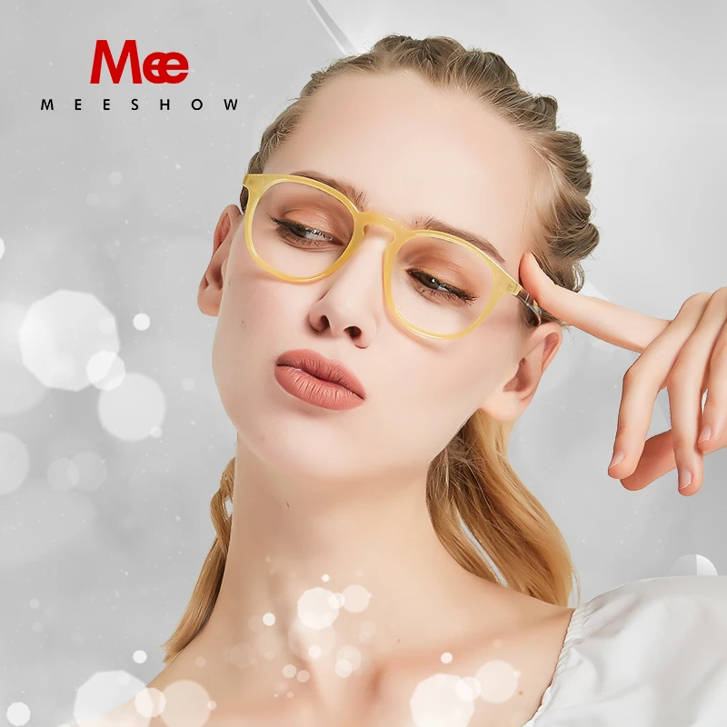 

Meeshow Brand Design Anti Blue Light Blocking Women Reading Glasses Men's eyeglasses Acetate Light reader TR90 Presbyopia 7921