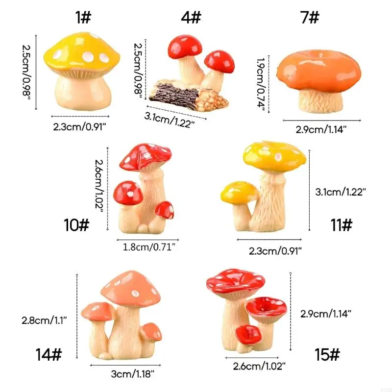 97qd in miniatura in resina funghi Figurina domestica Mini resina statue decorative ornamenti per giardino esterno interno