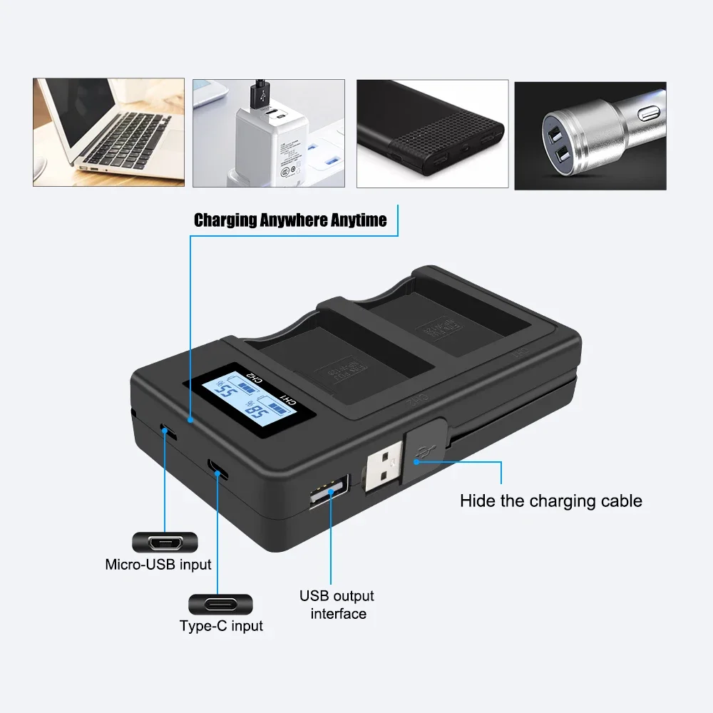 NP-W126S W126S NP-W126 NP W126 Battery Charger LED Dual Usb Charger for Fuji X-Pro1 XPro1 X-T1 XT1,HS30EXR HS33EXR X PRO1