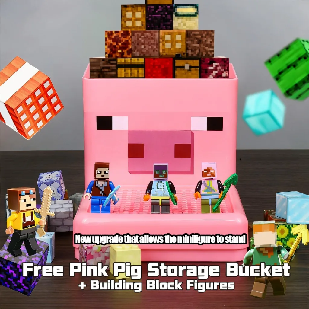 

Magnetic Building Blocks Toy Storage Box Set Can hold Figures Magnet Cube Pixel style Model Baseplate Toys Gift for Boy Girl Kid