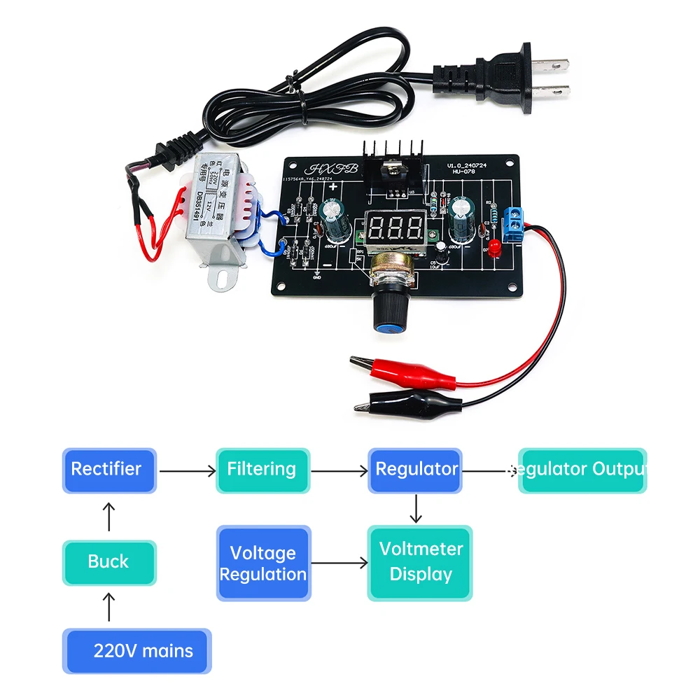 PCB Board Electronic kits DIY Kit LM317 Adjustable Regulated Voltage 110V 220V to 1.25V-12.5V Step-down Power Supply Module