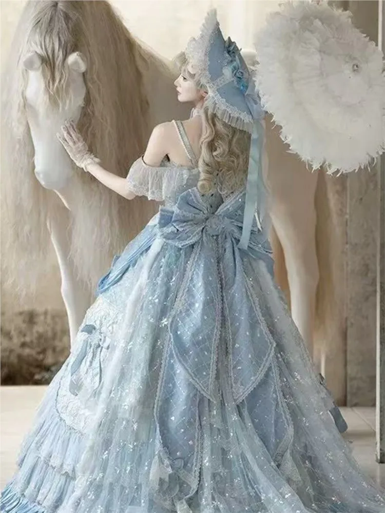 Blue-style ponytail student day coming-of-age ceremony art examination hosting dress