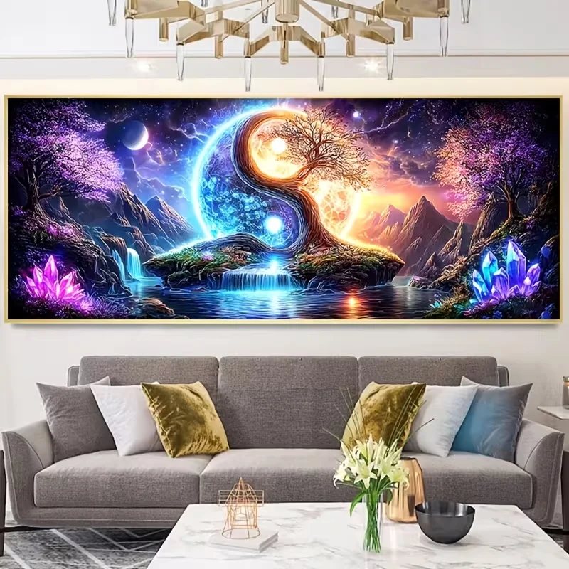 DIY Diamond Painting Taiji Yin Yang Tree Universe Landscape Full 5D Diamond Mosaic Embroidery Kit Large Set Pattern Home Decor