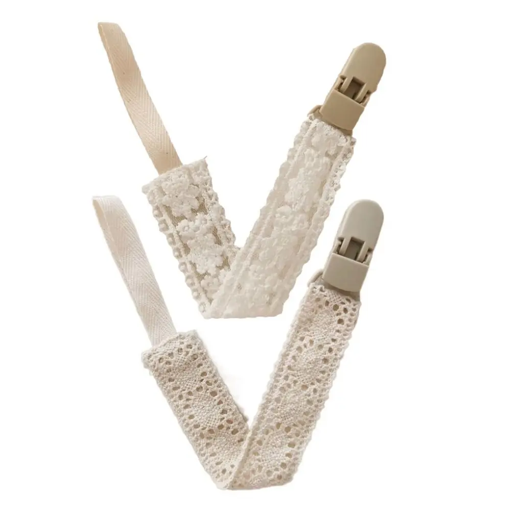 Lace Baby Cloth Pacifier Chain Floral Teether Toys Straps Soother Holder Dummy Clips Adjustable Nipple Holder Clips Toddler