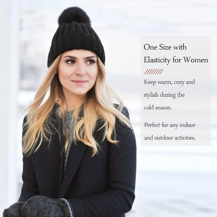 الشتاء المرأة الضلع قبعة متماسكة مع 14 '' انفصال مجعد متموج تطويلة شعر من الألياف شعر مستعار قبعة لدفء مريح وأنيق لوه