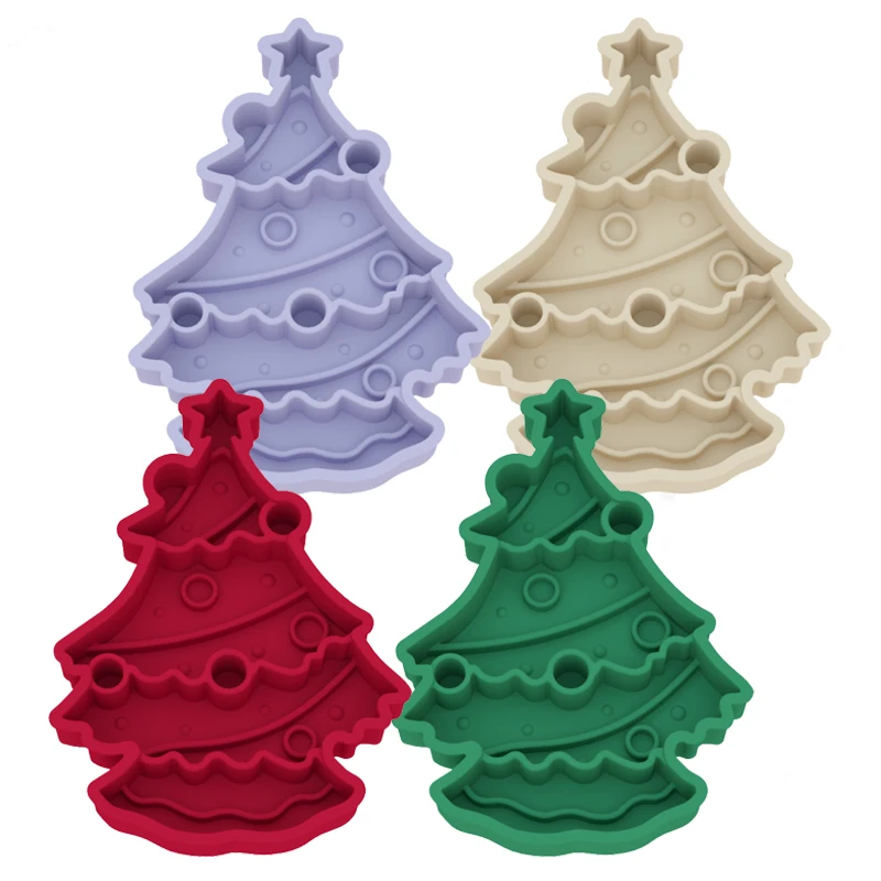 

Wholesale Christmas Tree Slow Feed Dog Bowls Cat Lick Mat Combo Non-Toxic Silicone Feeding Pad Food Feeders