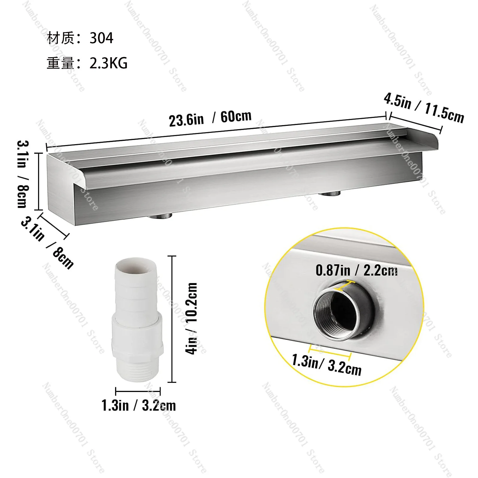 Stainless Steel Waterfall Spillway, Custom Weir & Cascade Lip for Pond, Fountain & Rockery