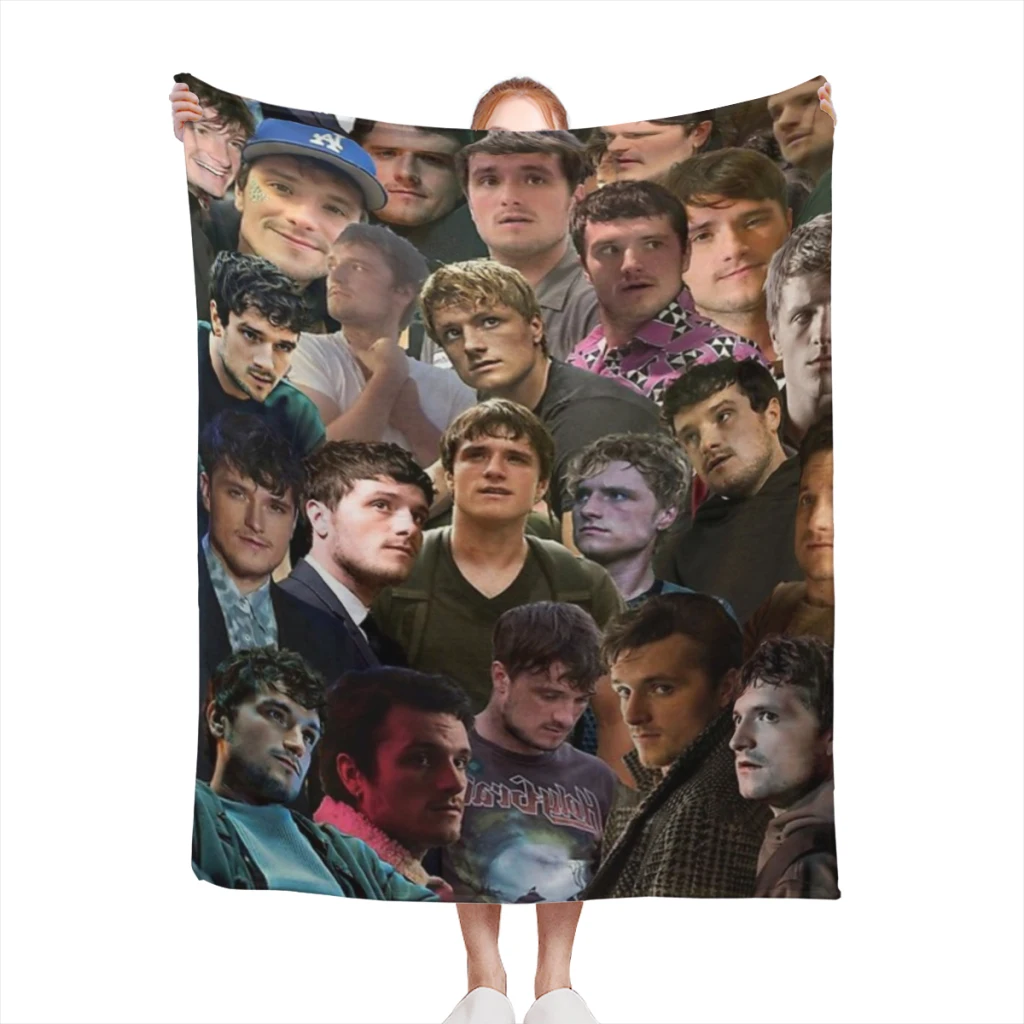 

JoshHutcherson Photo collage Blanket Flange Textile Decor Portable Super Soft Throw Blankets for Home Office Plush Thin Quilt