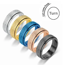 New 6mm Anxiety Fidget Spinner Rings for Men Smooth Stainless Steel Spinning Rotating Ring for Women Anti Stress Jewelry Gift