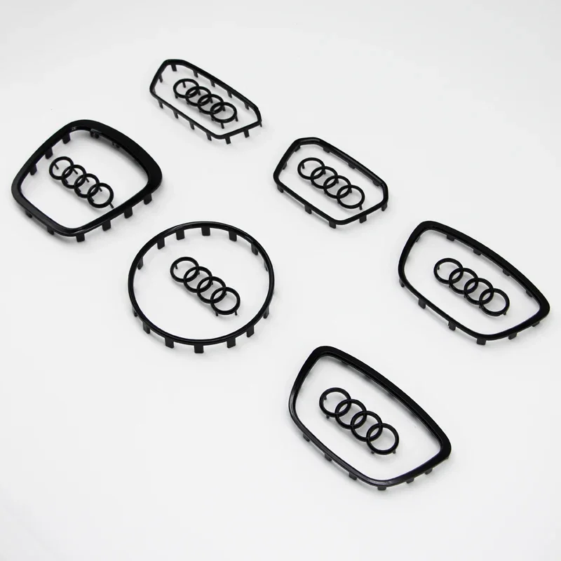 Logotipo do volante do automóvel, tira brilhante do quadro, etiqueta galvanizada do carro, Audi A3, A4, B8, 8P, B9, 8V, A5, A6, C7, A7, Q3, Q5, p7