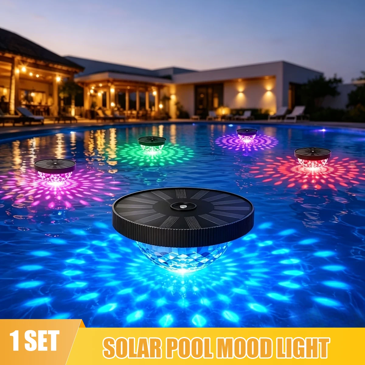 Solar Floating Pool Lighting, RGB Colour Changing Waterproof Pond Lights for Decoration of Swimming Pools, Yard Roads