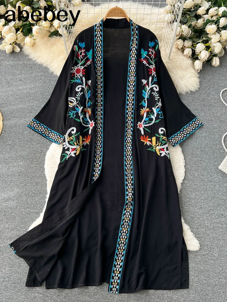 Retro Embroidery Sun Protection Shirt Women Summer Casual Loose Streetwear Chiffon Long Sun Protection Cardigan 2022